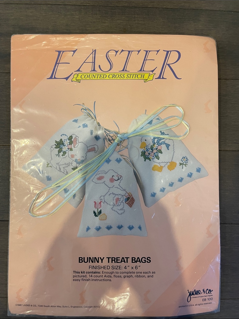 Easter Bunny Treat Bags Counted Cross Stitch Kit Embroidery Kit Vintage